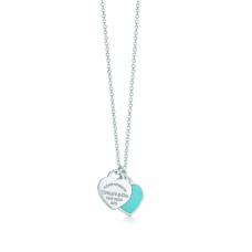 Tiffany & Co. Mini Double Heart Tag Pendant Cordao Colar